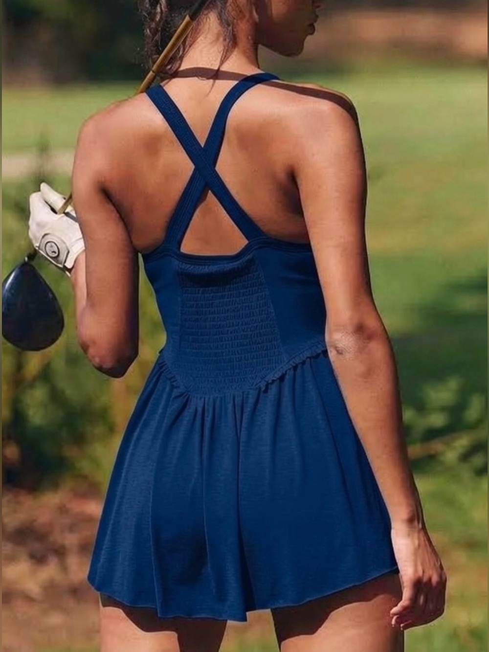 Free People Movement Active Navy Blue Smockin' Hot Athletic Shorts Mini Dress - Picture 2 of 5
